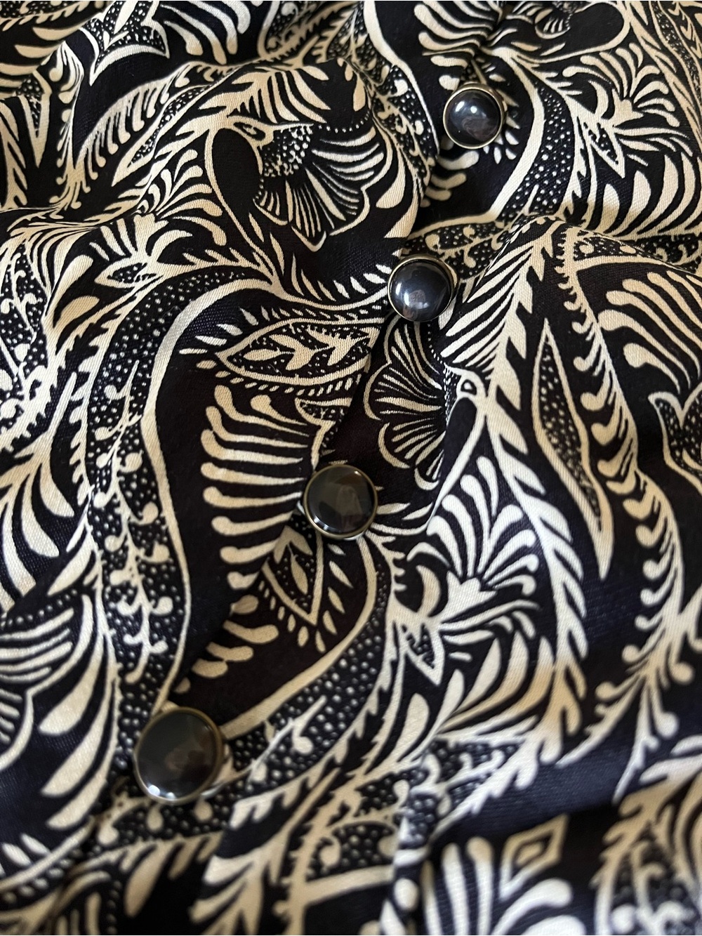 Anthropologie Black & White Paisley-Print V-Neck Tie-Waist Jumpsuit - Picture 6 of 11